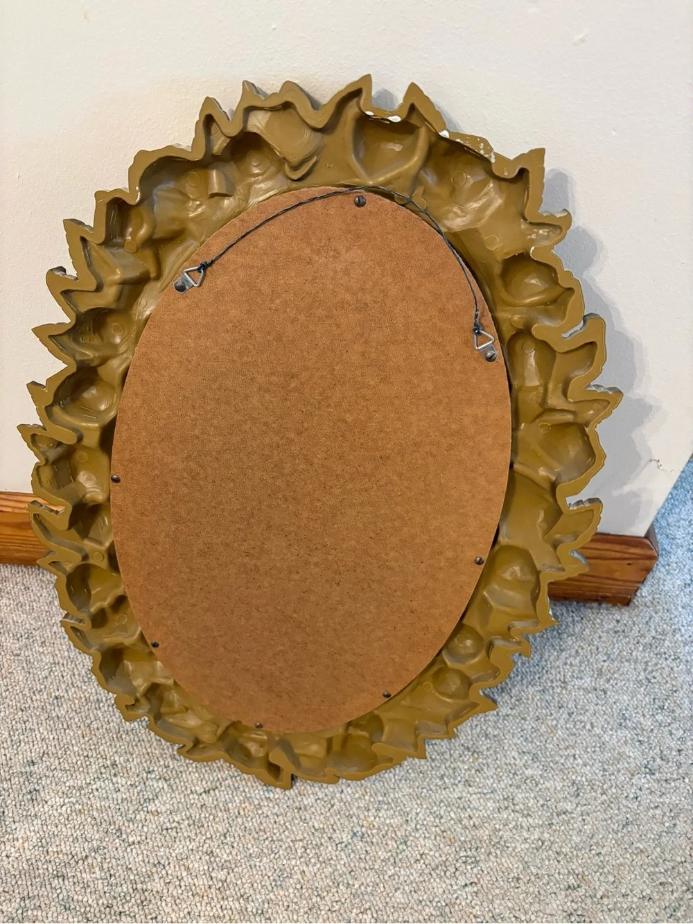 Vintage Gold and White Rose Oval Wall Mirror